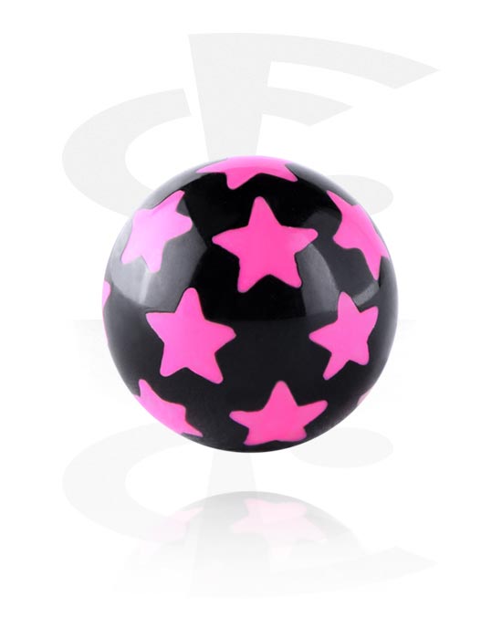 Boules, barres & plus, Boule pour barre à filetage de 1.6 mm (acrylique, différentes couleurs) avec motif étoile, Acrylique