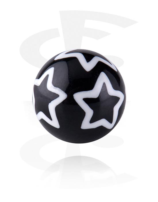 Balls, Pins & More, Ball for 1.6mm threaded pins (acrylic, various colours) with star design, Acrylic