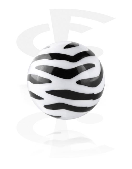 Balls, Pins & More, Ball for 1.6mm threaded pins (acrylic, various colors) with zebra pattern, Acrylic