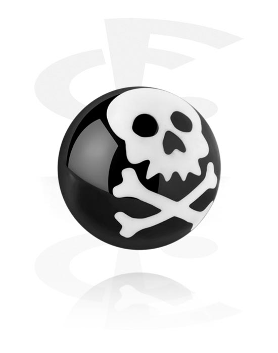 Balls, Pins & More, Ball for 1.6mm threaded pins (acrylic) with skull design, Acrylic