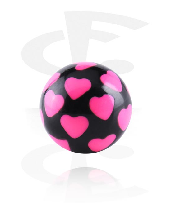 Balls, Pins & More, Ball for 1.6mm threaded pins (acrylic, various colors) with heart design, Acrylic