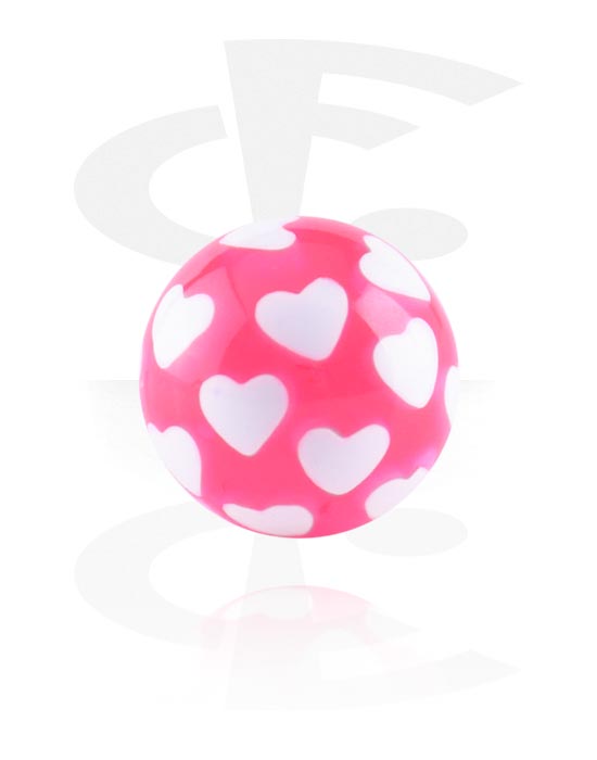 Balls, Pins & More, Ball for 1.6mm threaded pins (acrylic, various colours) with heart design, Acrylic