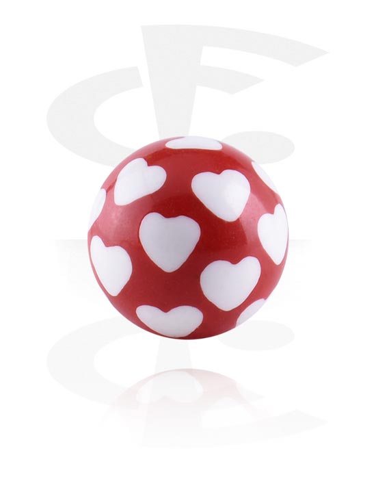 Balls, Pins & More, Ball for 1.6mm threaded pins (acrylic, various colors) with heart design, Acrylic