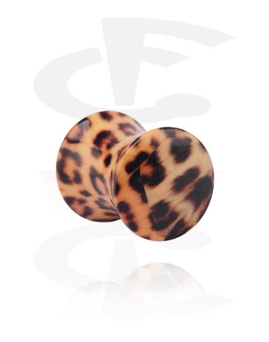 Tunnlar & Pluggar, Double flared plug (acrylic) med leopard print, Akryl