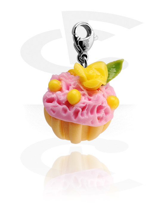 Charms, Charm with Cupcake, Surgical Steel 316L, Fimo