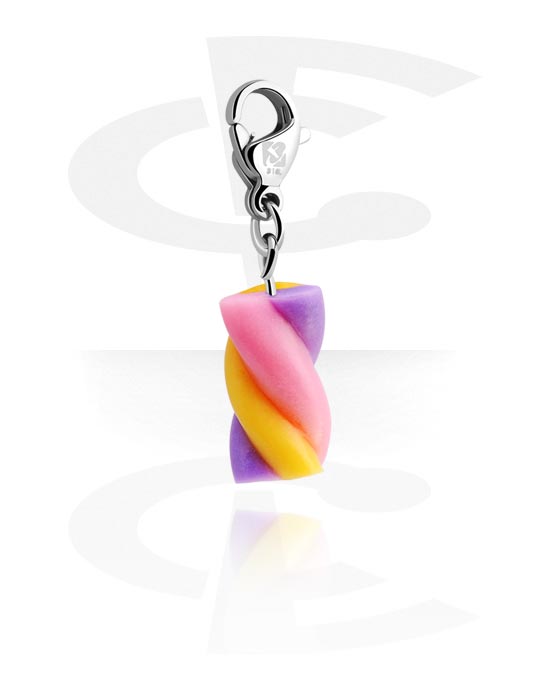 Charms, Charm with Marshmallow, Surgical Steel 316L, Fimo