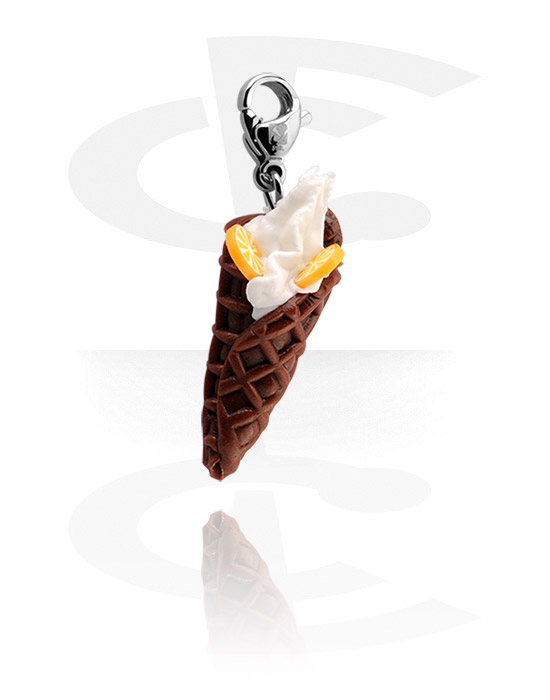 Charms, Charm with Ice cream cone, Surgical Steel 316L, Fimo