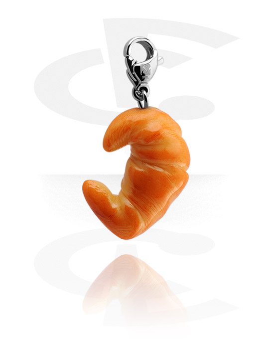 Charms, Charm with Croissant, Surgical Steel 316L, Fimo