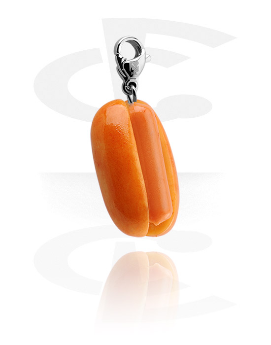 Charms, Charm with Hot Dog, Surgical Steel 316L, Fimo