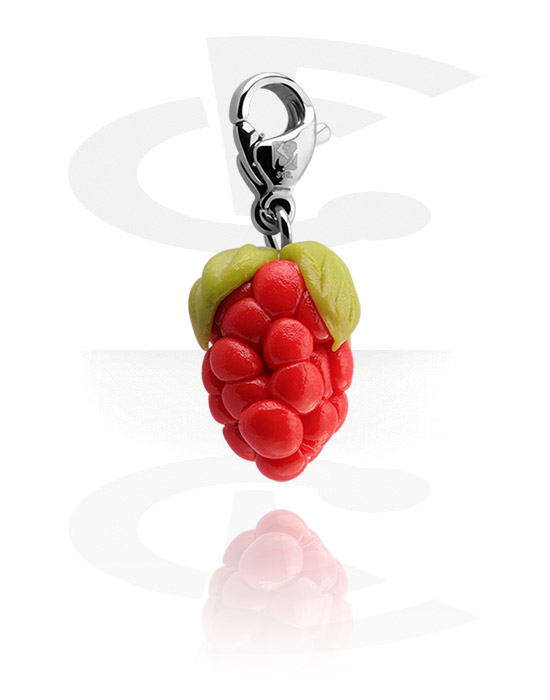 Charms, Charm with Raspberry, Surgical Steel 316L, Fimo