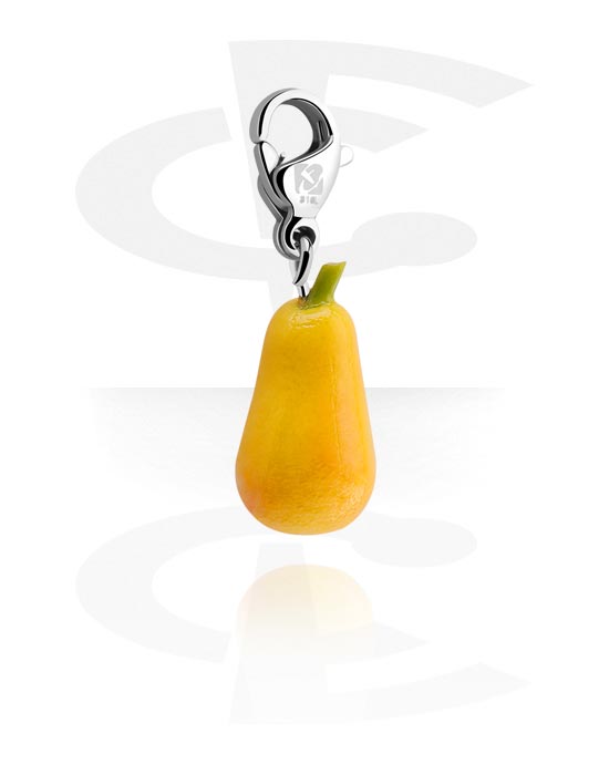 Charms, Charm with Pear, Surgical Steel 316L, Fimo