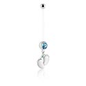 Ívelt barbellek, Pregnancy belly button ring (PTFE, transparent) val vel foot charm, PTFE ,  Sebészeti acél, 316L ,  Bevonatos sárgaréz