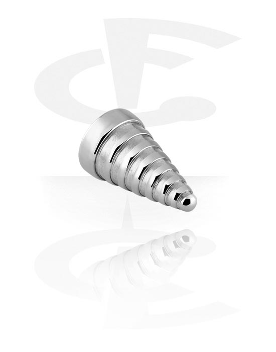 Bolas, barras & mais, Cone para barras com rosca de 1,6 mm (aço cirúrgico, prata, acabamento brilhante), Aço cirúrgico 316L