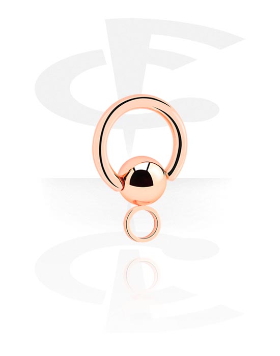 Balls, Pins & More, Ball closure ring (surgical steel, rose gold, shiny finish) with hoop for attachments, Rose Gold Plated Surgical Steel 316L