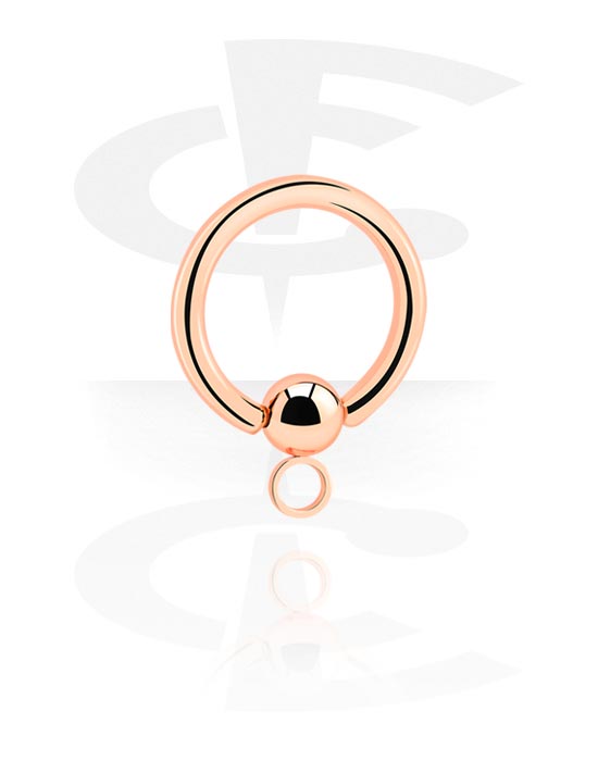 Kugeln, Stäbe & mehr, Ball Closure Ring (Chirugenstahl, rosegold, glänzend) mit Ring für Anhänger, Rosé-Vergoldeter Chirurgenstahl 316L