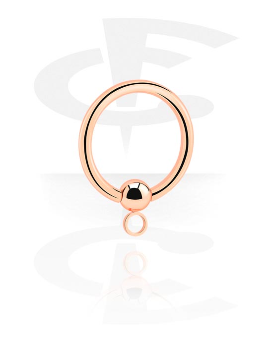 Kulor, stavar & mer, Ball closure ring (surgical steel, rose gold, shiny finish) med hoop for attachments, Roséförgyllt kirurgiskt stål 316L