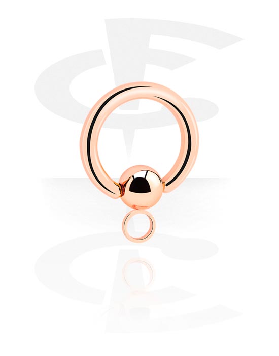 Boules, barres & plus, Ball closure ring (acier chirurgical, or rosé, finition brillante) avec anneau pour accessoires, Acier chirurgical 316L ,  Plaqué or rose