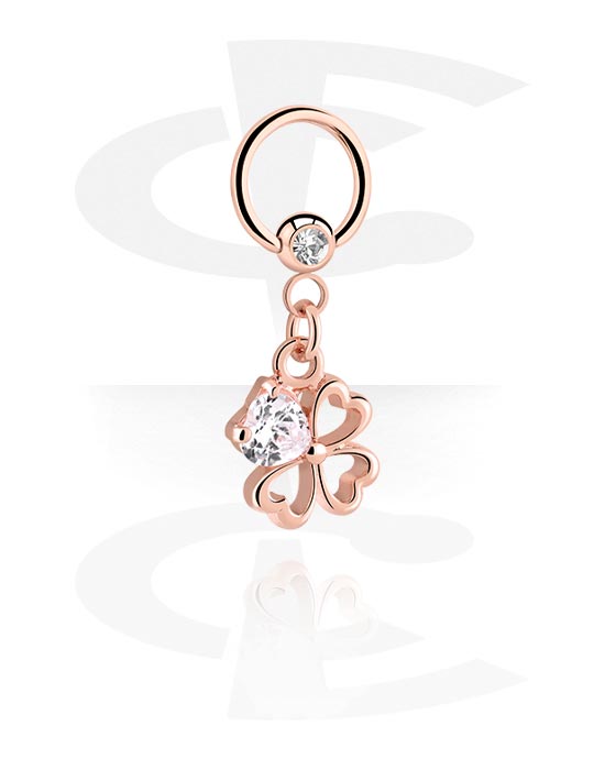 Piercinggyűrűk, Ball closure ring (surgical steel, rose gold, shiny finish) val vel Kristálykő és Dísz, Rózsa-aranyozott sebészeti acél, 316L, Rózsa-aranyozott sárgaréz