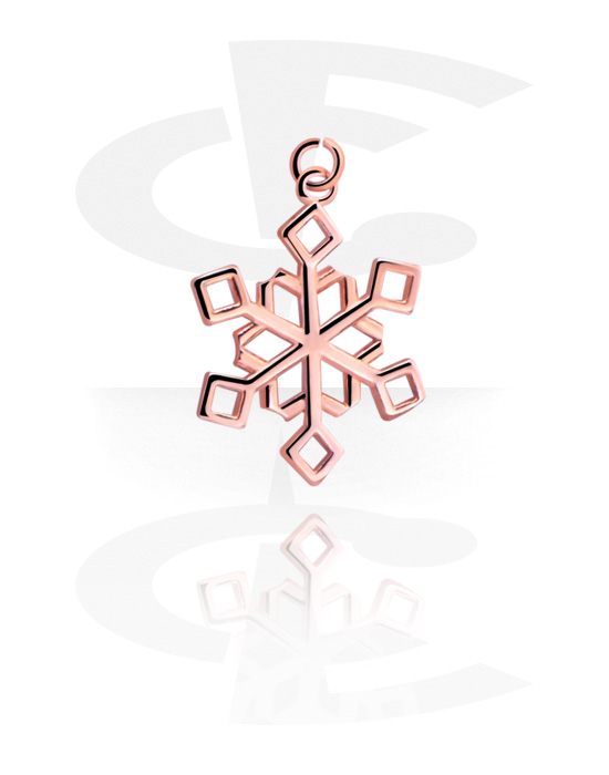 Boules, barres & plus, Pendentif avec motif flocon de neige, Acier chirurgical 316L ,  Plaqué or rose