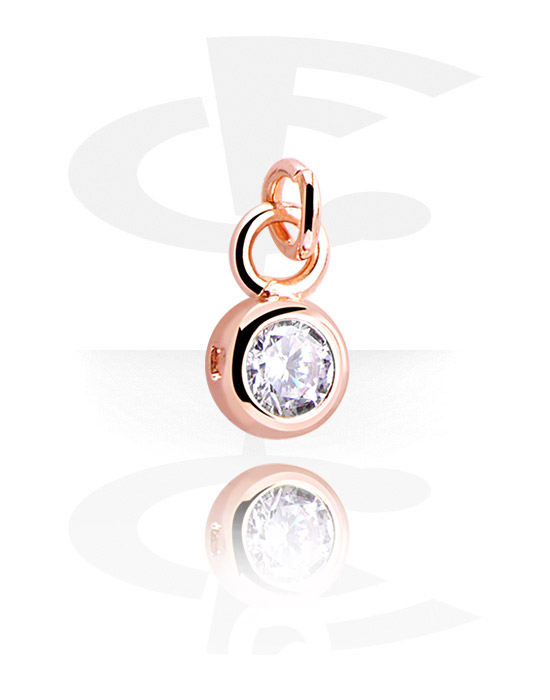 Balls, Pins & More, Charm (plated brass, rose gold) with crystal stone, Rose Gold Plated Brass