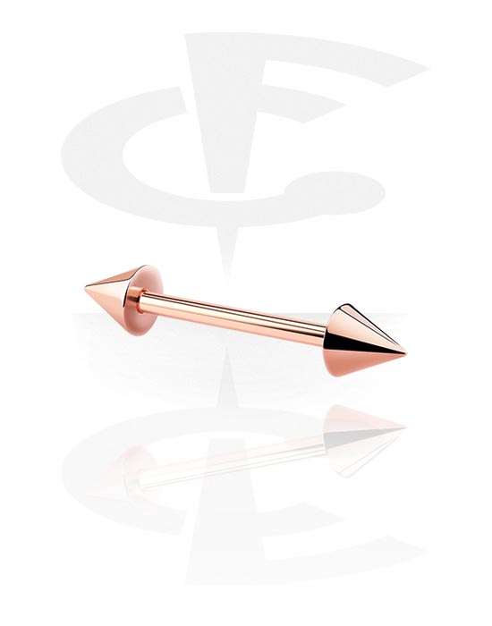 Barbells, Barbell with cones, Rose Gold Plated Surgical Steel 316L