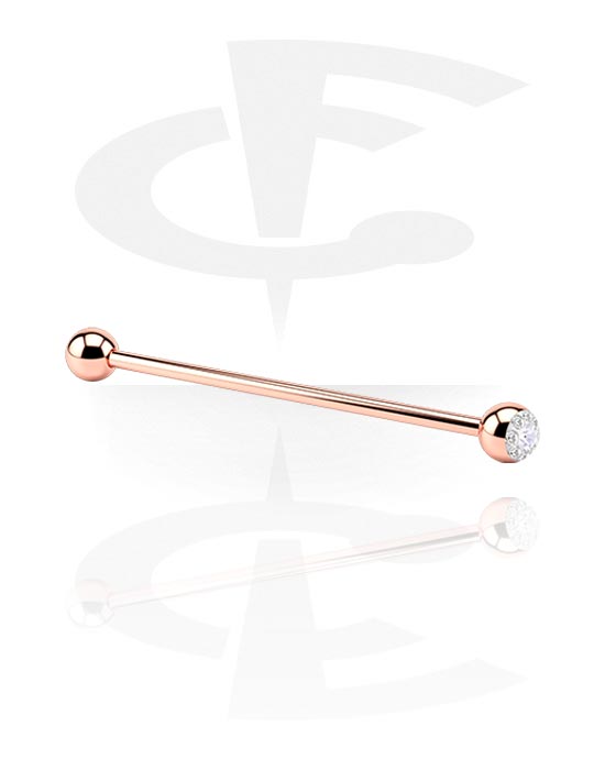 Barbells, Barbell with Jewelled Balls, Rose Gold Plated Surgical Steel 316L
