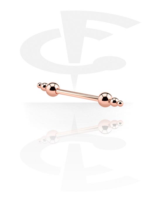 Barbeller, Barbell with Pyramides, Rosegold Plated Surgical Steel 316L