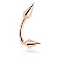Zahnuté činky, Banánik (chirurgická oceľ, ružové zlato, lesklý povrch) s dlhými kužeľmi, Chirurgická oceľ 316L pozlátená ružovým zlatom