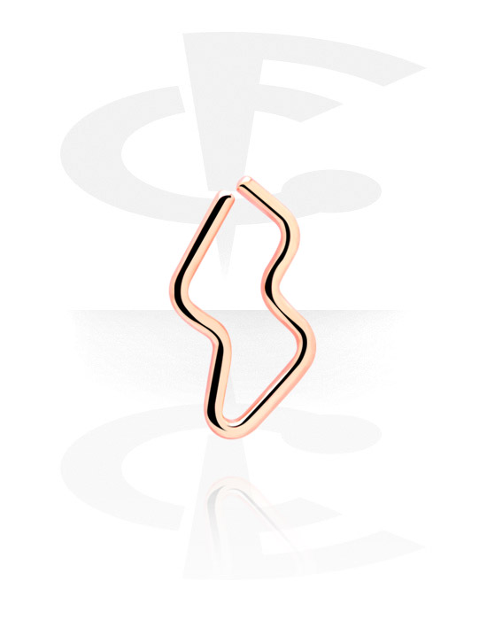 Piercingringen, Doorlopende ring ‘bliksem’ (chirurgisch staal, roségoud, glanzende afwerking), Met roségoud verguld chirurgisch staal
