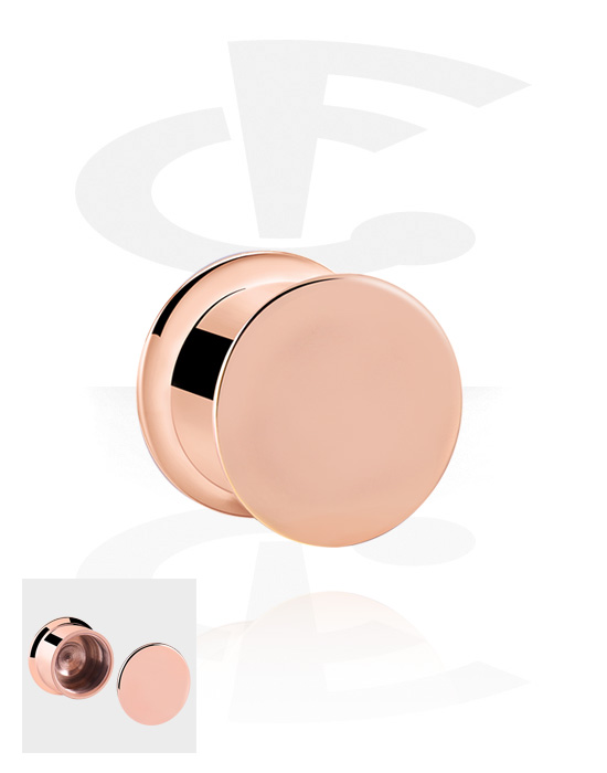 Tunnels & Plugs, Double flared plug (surgical steel, rose gold, shiny finish) with secret compartment, Rose Gold Plated Surgical Steel 316L