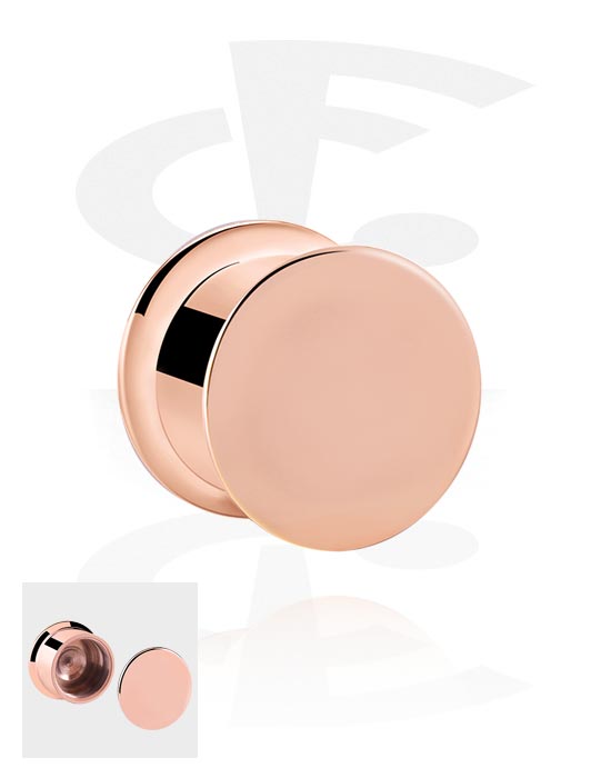 Tunnels & Plugs, Double flared plug (surgical steel, rose gold, shiny finish) with secret compartment, Rose Gold Plated Surgical Steel 316L