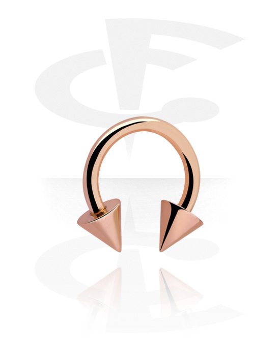 Circular Barbells, Circular Barbell with cones, Rose Gold Plated Surgical Steel 316L