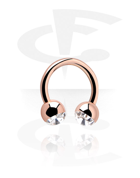 Circular Barbells, Double Jewelled Circular Barbell, Rose Gold Plated Surgical Steel 316L
