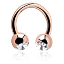 Circular Barbells, Double Jewelled Circular Barbell, Rose Gold Plated Surgical Steel 316L