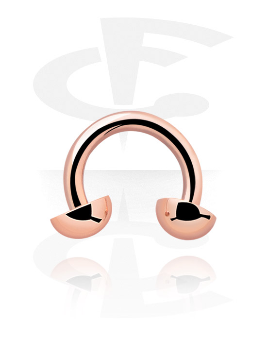 Circular Barbells, Circular Barbell with Half Balls, Rose Gold Plated Surgical Steel 316L