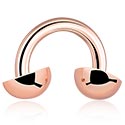 Sirkulære barbeller, Circular Barbell with Half Balls, Rosegold Plated Surgical Steel 316L