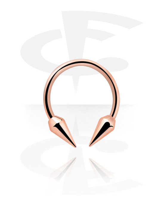 Sirkulære barbeller, Circular Barbell with Spear Cones, Rosegold Plated Surgical Steel 316L
