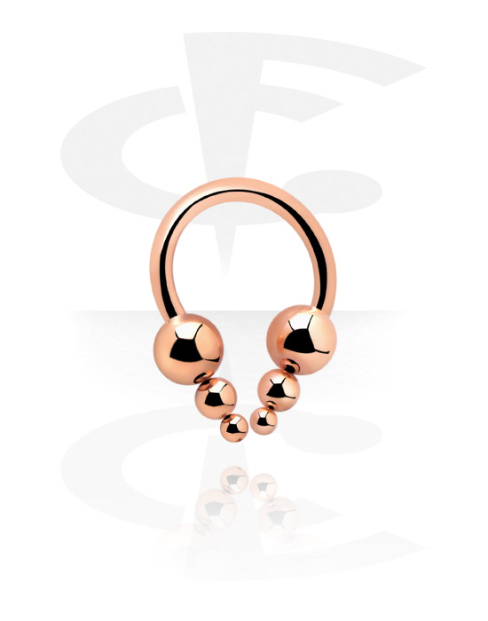 Sirkulære barbeller, Circular Barbell with Pyramides, Rosegold Plated Surgical Steel 316L