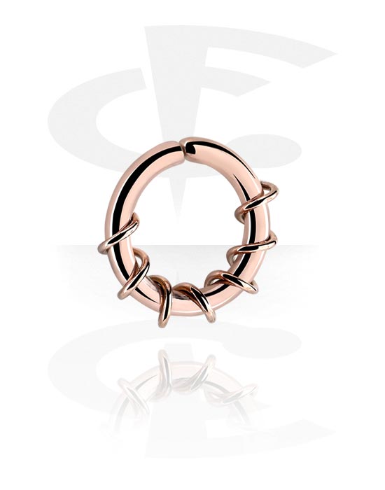 Anéis piercing, Continuous ring (aço cirúrgico, ouro rosé, brilhante), Aço cirúrgico 316L banhado a ouro rosé