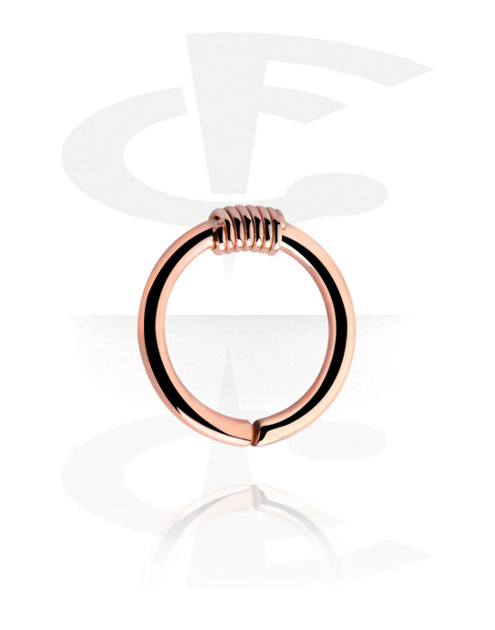 Anéis piercing, Continuous ring (aço cirúrgico, ouro rosé, brilhante), Aço cirúrgico 316L banhado a ouro rosé