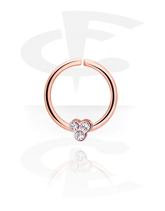 Piercing ad anello, Continuous ring (acciaio chirurgico, oro rosa, finitura lucida) con cristallini, Acciaio chirurgico 316L placcato in oro rosa