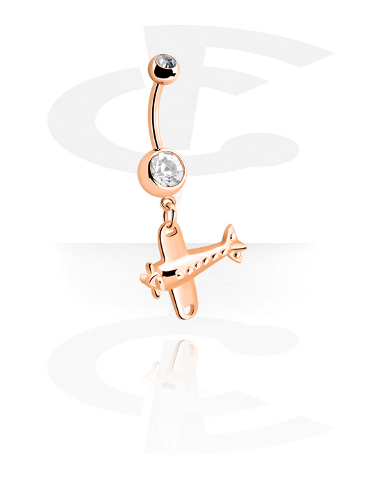 Curved Barbells, Fashion Banana, Rose Gold Plated Steel