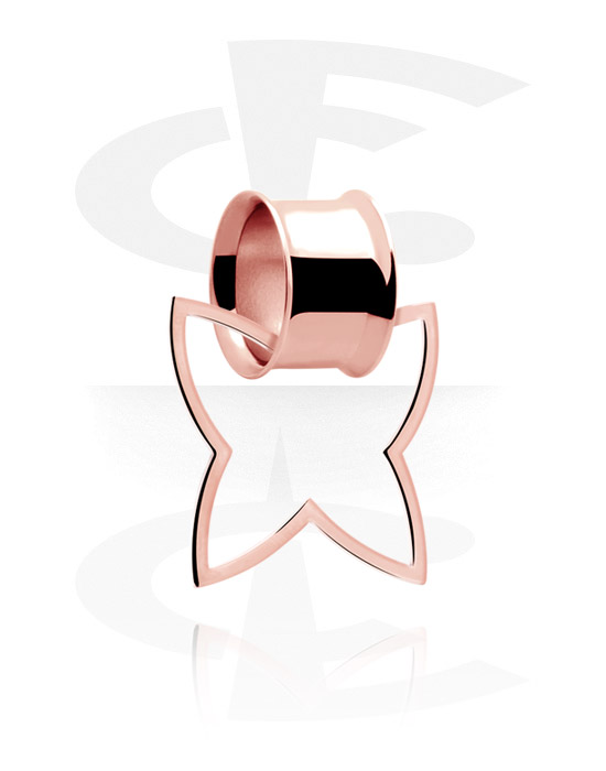 Tunnels & Plugs, Double Flared Tube with creole, Rose Gold Plated Surgical Steel 316L