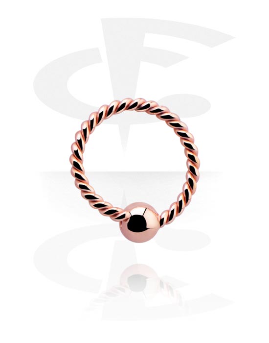 Piercing Ringe, Continuous Ring (Chirurgenstahl, rosegold, glänzend) mit fixierter Kugel, Rosé-Vergoldeter Chirurgenstahl 316L