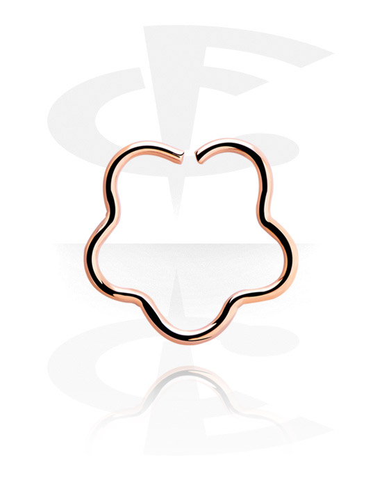 Piercingringen, Doorlopende ring ‘bloem’ (chirurgisch staal, roségoud, glanzende afwerking), Met roségoud verguld chirurgisch staal