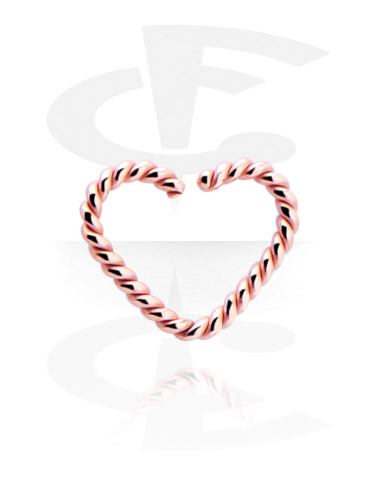 Piercing Ringe, Hjerteformet evighedsring (kirurgisk stål, rosenguld, blank finish), Rosaforgyldt kirurgisk stål 316L