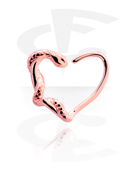 Piercing Rings, Heart-shaped continuous ring (surgical steel, rose gold, shiny finish)