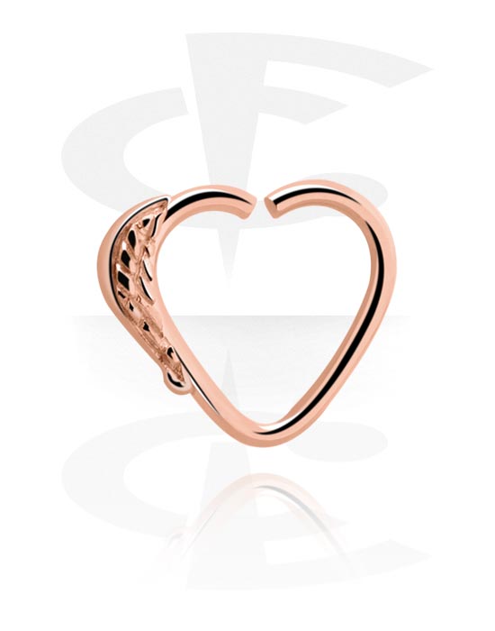 Piercingové kroužky, Spojitý kroužek ve tvaru srdce (chirurgická ocel, růžové zlato, lesklý povrch), Chirurgická ocel 316L pozlacená růžovým zlatem