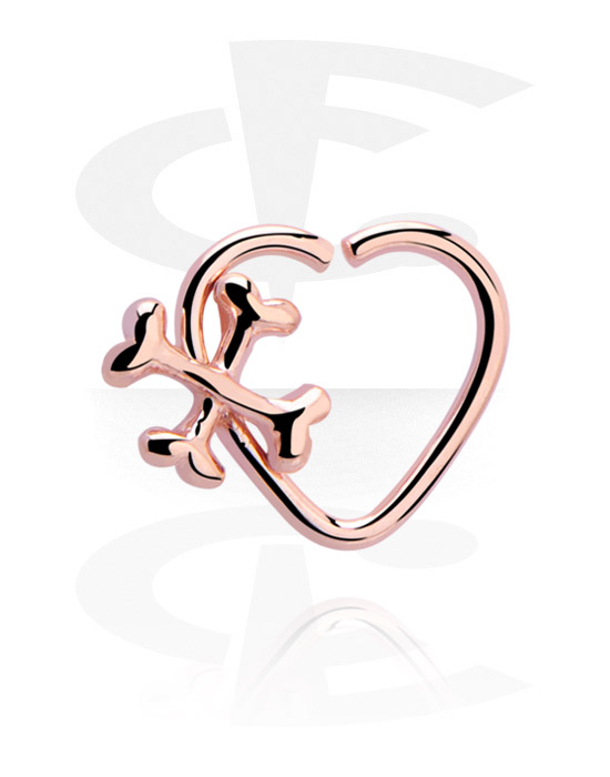 Piercing ad anello, Continuous ring a cuore (acciaio chirurgico, oro rosa, finitura lucida), Acciaio chirurgico 316L placcato in oro rosa