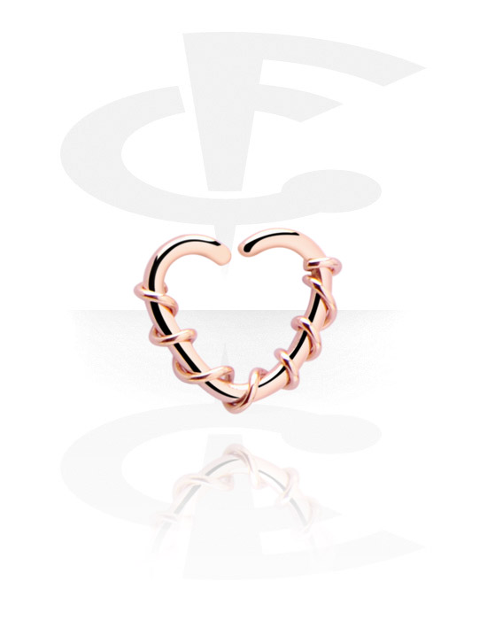 Pírsingové krúžky, Spojitý krúžok v tvare srdca (chirurgická oceľ, ružové zlato, lesklý povrch), Chirurgická oceľ 316L pozlátená ružovým zlatom